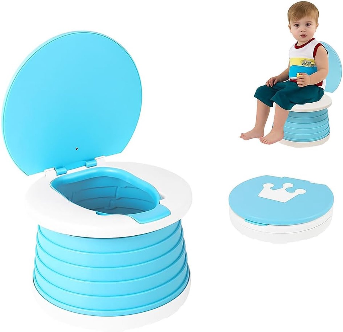 Kinder Potty - Reis Toilet - Zindelijkheidstraining - Inklapbaar Ontwerp - 26 cm - Blauw