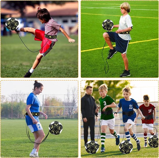Voetbal Trainingsaccessoire - Solo Trainer - Balvaardigheid Verbeteren - Verstelbare Elastische Band - 12 Pionnen - Zwart Geel — afbeelding 2