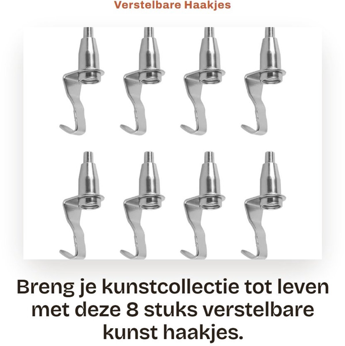 Dailygoods- Fotohaak 8 Stuks - Zelfklevend - Verstelbaar - Kunst Hangen - Stalen Draad 1-2 mm - Duurzaam Materiaal - Kunsthaak