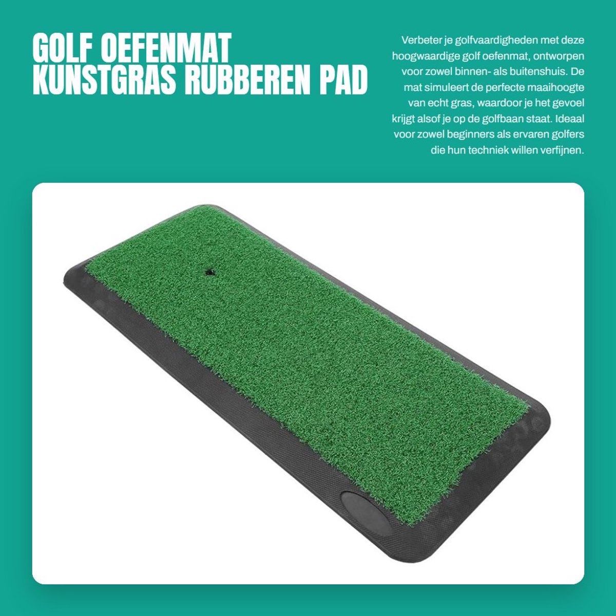 Dailygoods- Oefenmat - Duurzaam PP-kunstgras - Antislip Rubberen Basis - Schokabsorptie - Voor Binnen/Buiten - Ideaal voor Golftraining - Golfmat