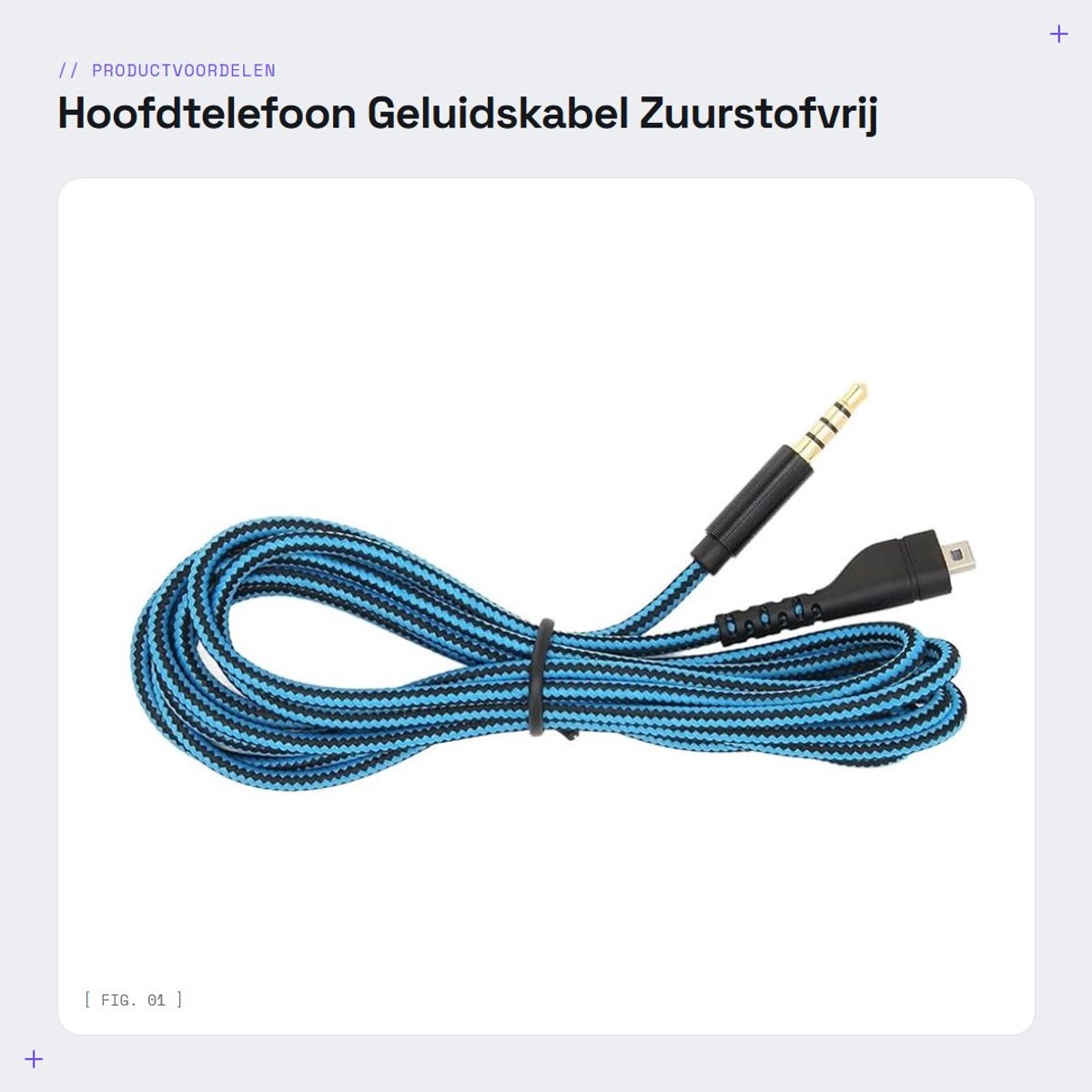 Dailygoods- Geluidskabel Zuurstofvrij Koper - Hoofdtelefoon Vervangend Snoer - 2 m - Signaalverlies Vermindering - Compatibel met 3/5/7 Pro - Hoofdtelefoonkabel