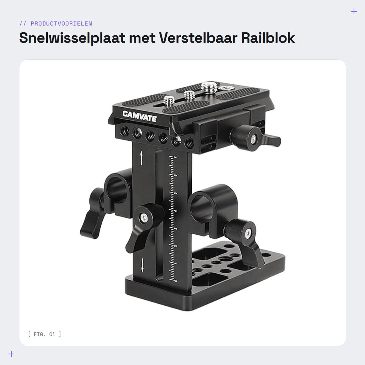 Dailygoods- Snelwisselplaat met 15 mm railblok - DSLR-camera bevestiging - Schoudermontage - Stablizer gimbal - Nettogewicht 387,3 g - Camera Plate