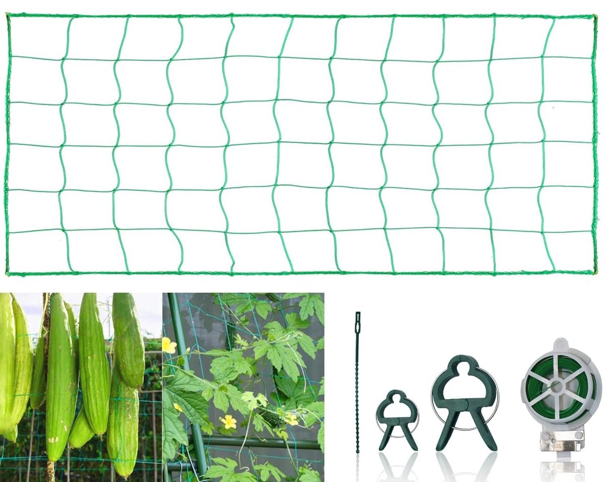 Dailygoods- Tuinnet Extra Sterk - Rete voor Klimplanten - Bescherming Tegen Vogels - 1,8 m x 3 m - 10 cm Mazen - Schokbestendig Materiaal - Klimrek