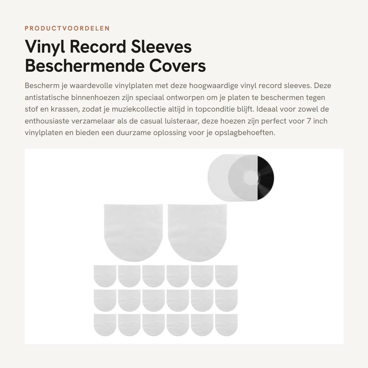 Dailygoods- Vinyl Hoes 100 Stuks - Antistatische Beschermhoezen - Slijtvaste Binnenhoezen - Geschikt voor 7 Inch Platen - Duurzaam en Veilig - Lange Levensduur - Platenhoezen