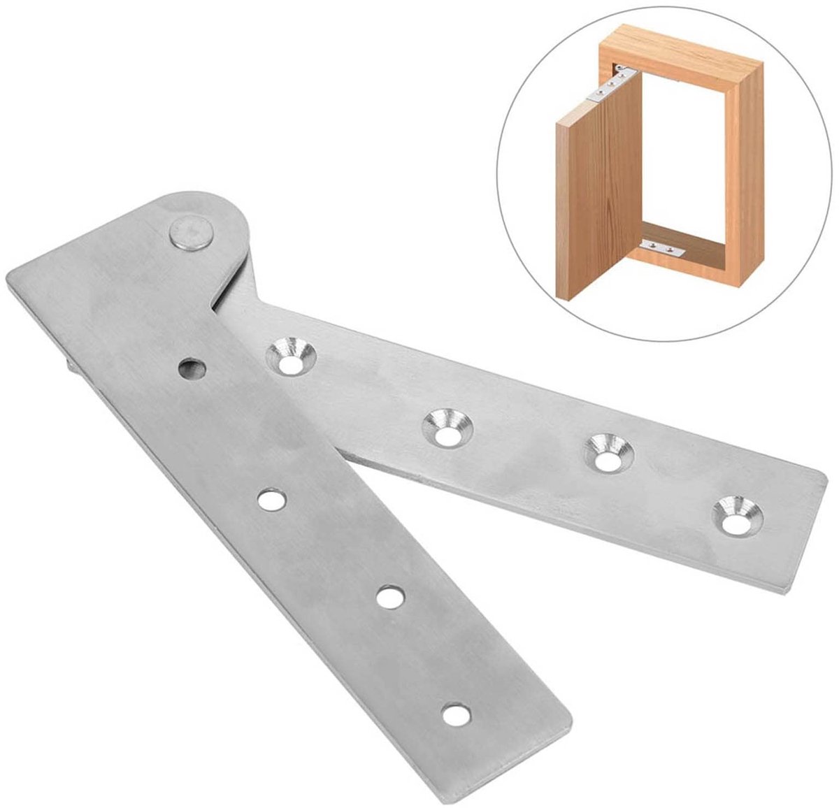 Dailygoods- Scharnier 180° Rotatie - Scharnier Reparatie Plaat - Deur Scharnieren - Scharniermal - Scharnier Boormal - Roestvrij Staal 15 x 5 cm - Deurscharnier