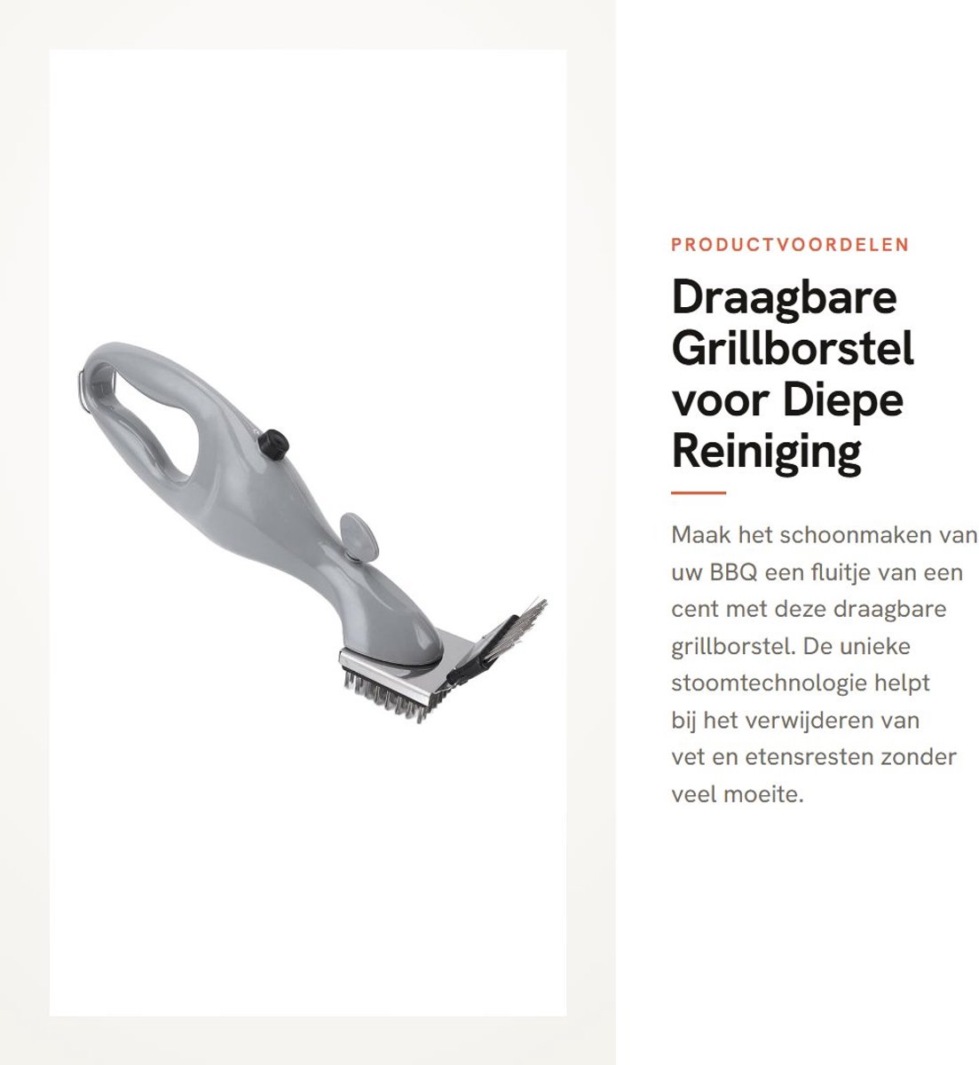 Dailygoods- Grillborstel met Stoomfunctie - Roestvrij Stalen Borstel - Diepe Reiniging - Veilig voor Gietijzer/Keramisch - Milieuvriendelijk - Eenvoudig Onderhoud - Grillreiniger