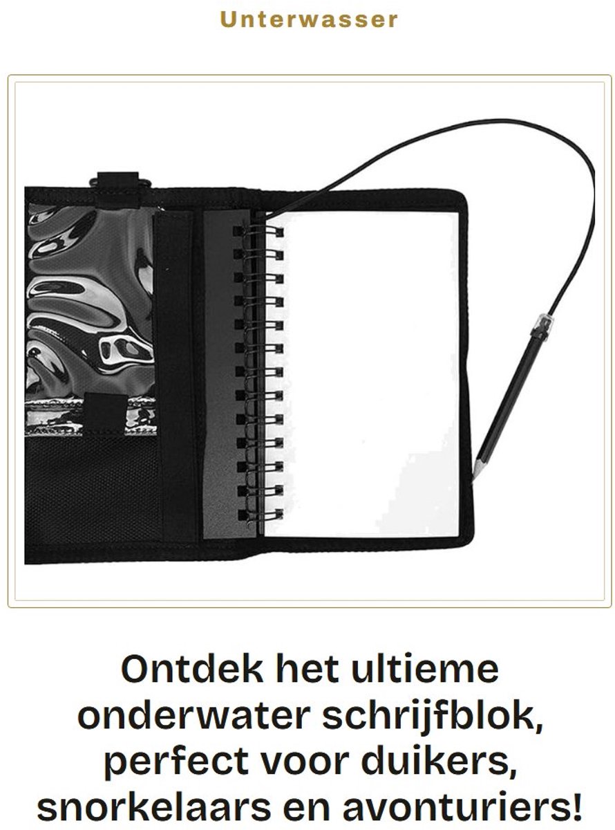 Dailygoods- Onderwater Notitieblok Waterdicht Papier - Compact Design - Slijtvaste Afdekking - Harde Pads - D-Ring - Transparante Binnenvakken - Waterdicht Notitieboek