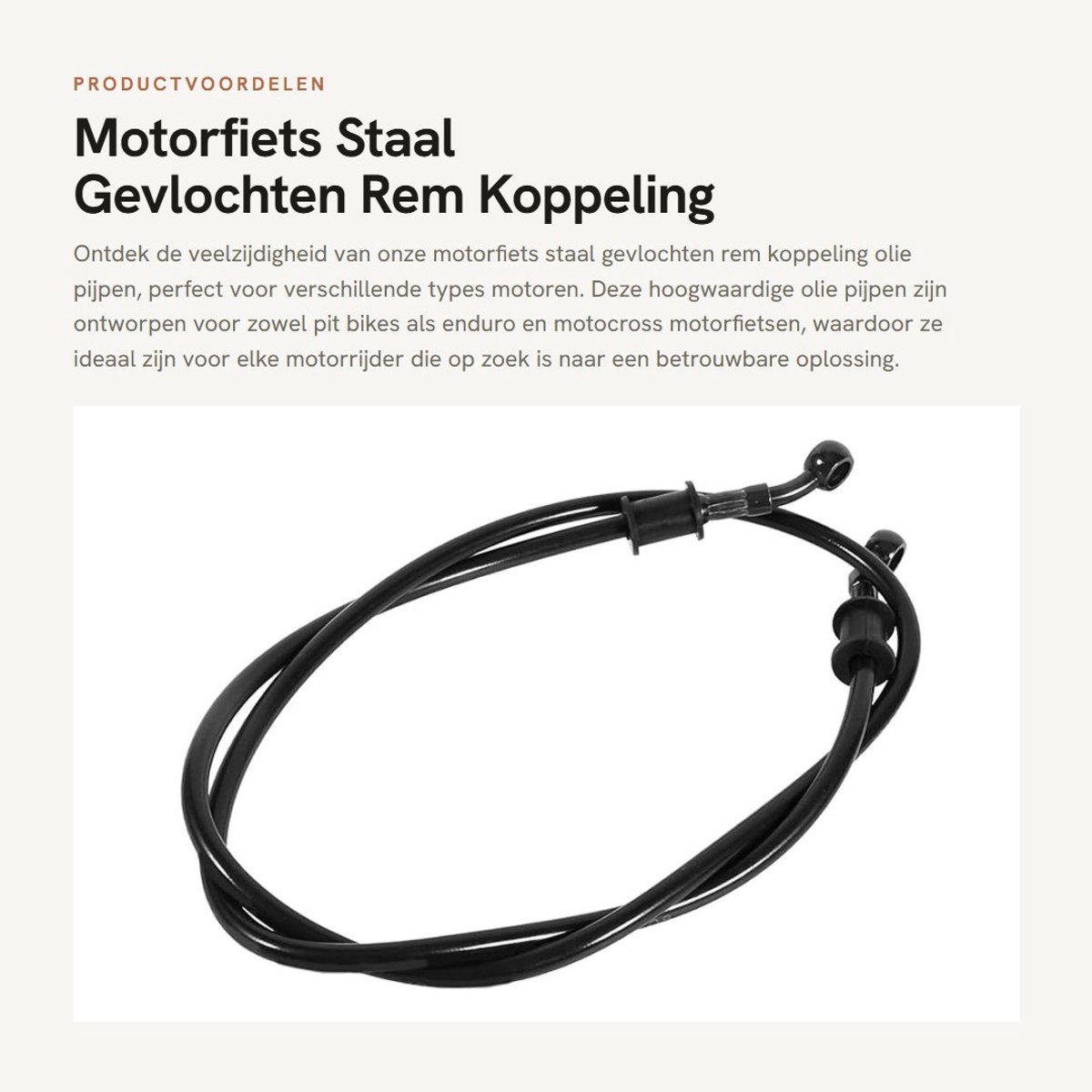 Dailygoods- Remkoppeling 50cm-120cm - Roestvrij Staal/PVC - Schijfrem-ombouwgereedschap - Verbeterde Remgevoeligheid - Geschikt voor Motorfietsen - Remslang