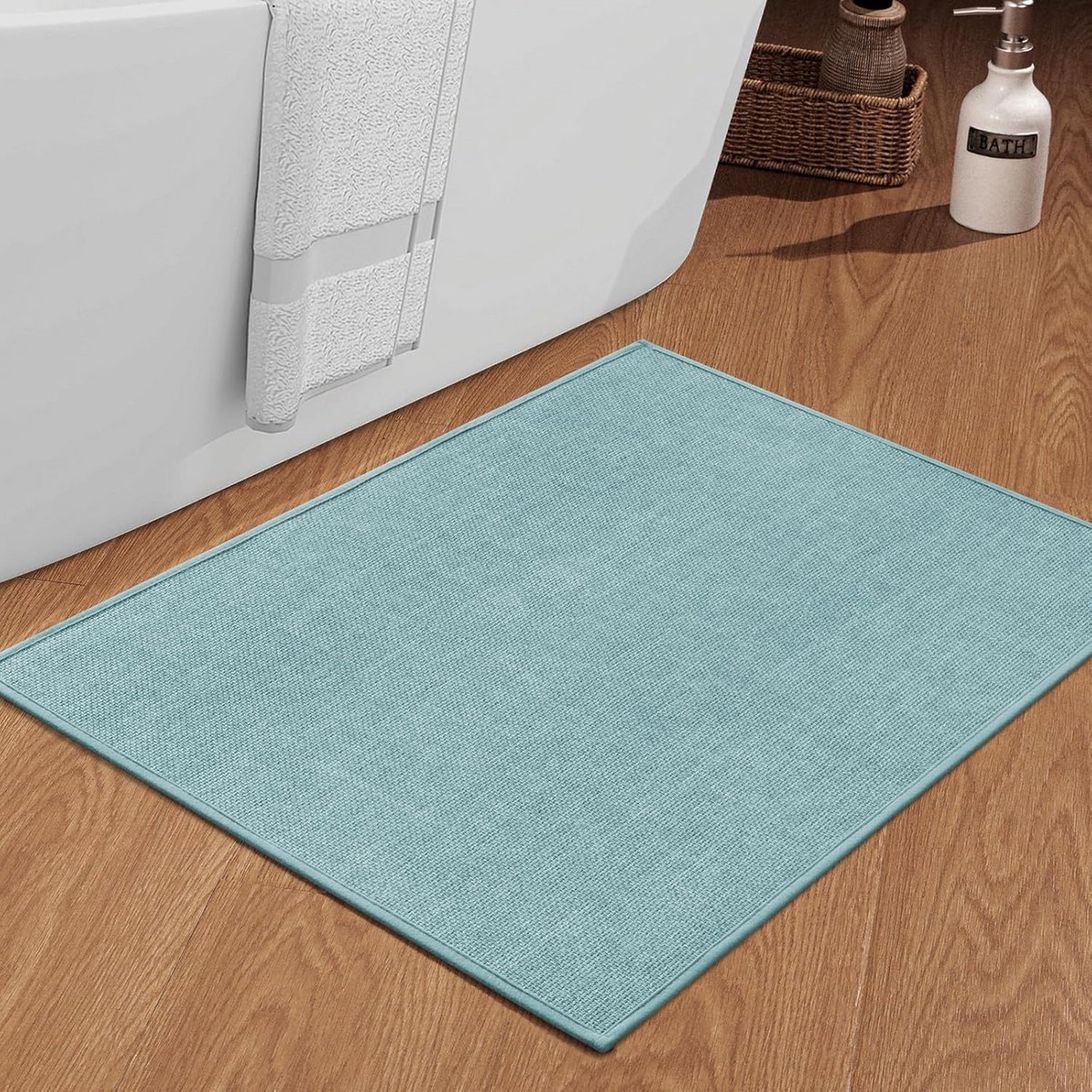 Badmat - Badkamer tapijt - Veiligheid thuis - Antislip rubberen achterkant - 60 x 90 cm - Blauw