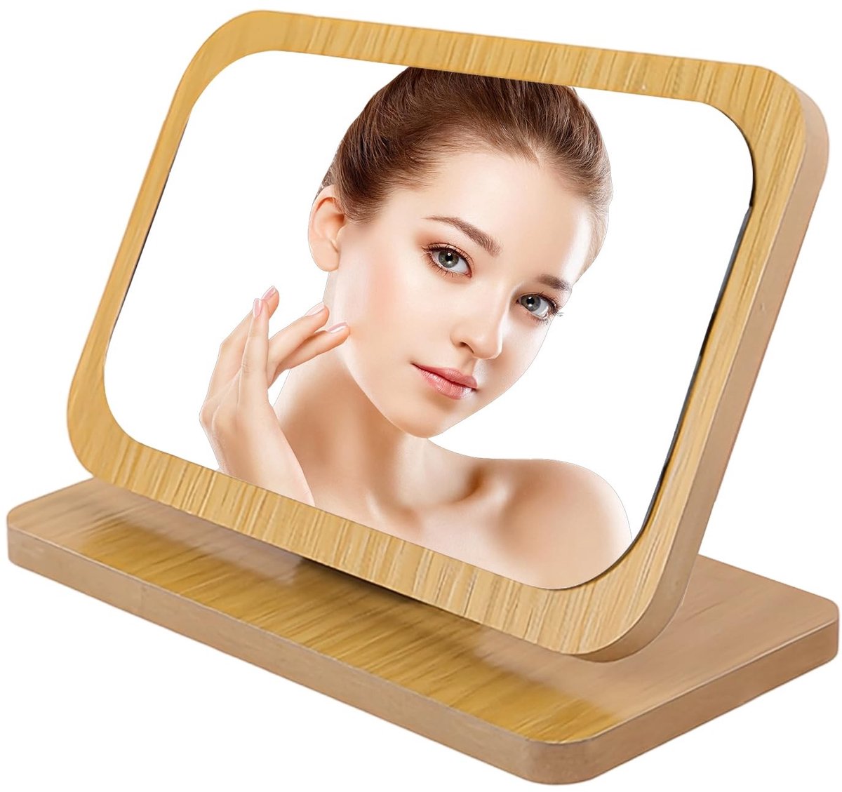 Dailygoods- Make-upspiegel opvouwbaar - Houten frame - Staande spiegel - Duurzaam ontwerp - Ideaal voor huidverzorging - Eenvoudig en modern design