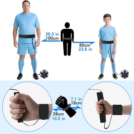 Voetbal Trainingsapparaat - Solo Trainer - Balgevoel Verbeteren - 2-in-1 Systeem - Verstelbaar 60-180cm - Zwart — afbeelding 5