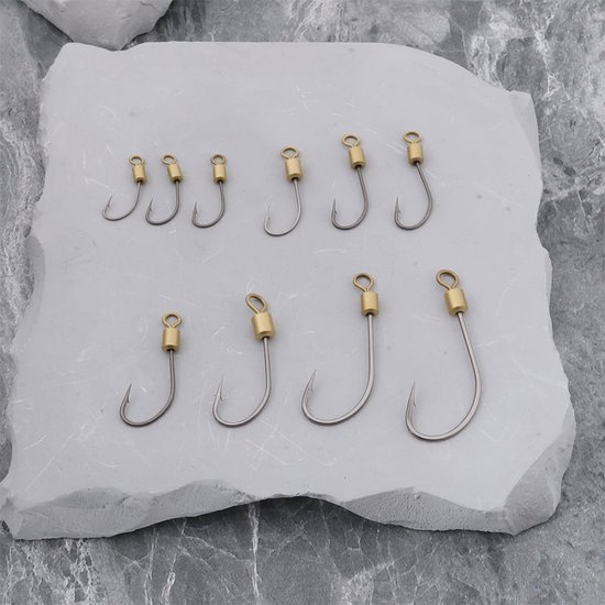 Dailygoods- Vishaken 50 Stuks - 360° Draaibaar Ontwerp - Zoutwater/Zoetwater - Koolstofstaal - Visaccessoires - Veilig Prikkeldraad van Dailygoods — afbeelding 3