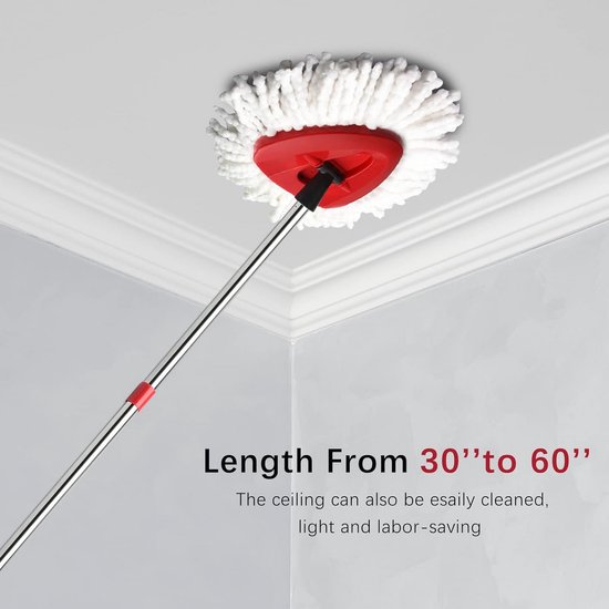 Dweil Handvat - Vervangende Stok - Vloeren Reinigen - Uitschuifbaar - 30-60 Inch - Rood — afbeelding 3