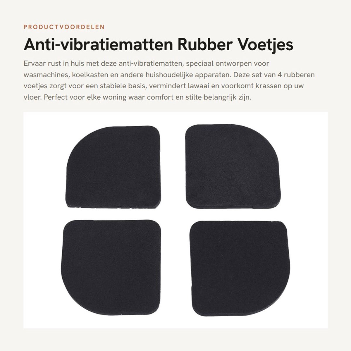 Dailygoods- Anti-vibratiematten set van 4 - Rubber voetjes - Antislip - Schokbestendig - Krasbescherming - Voor wasmachine/koelkast - Zwart 70 mm - Wasmachinepads