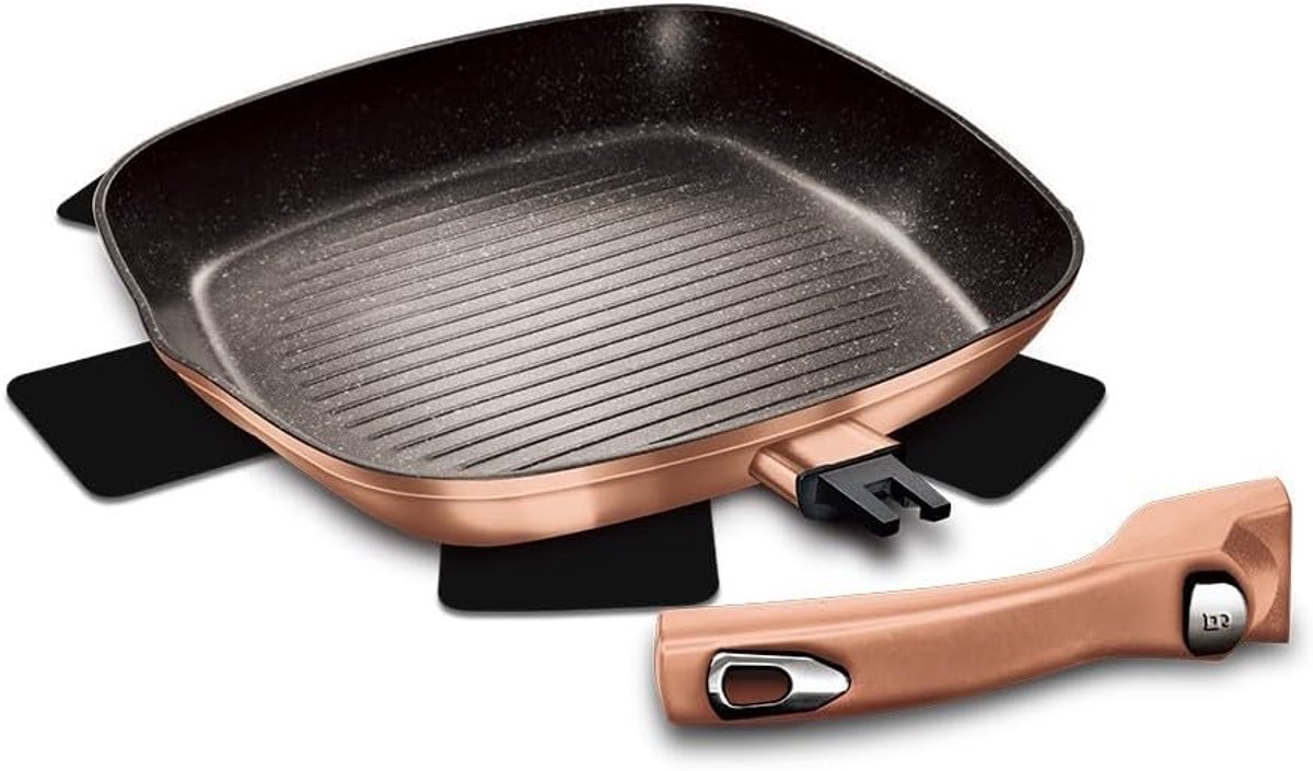 Grillpan Koekenpan Lekker Koken Afneembare Handgreep 28 cm Roségoud