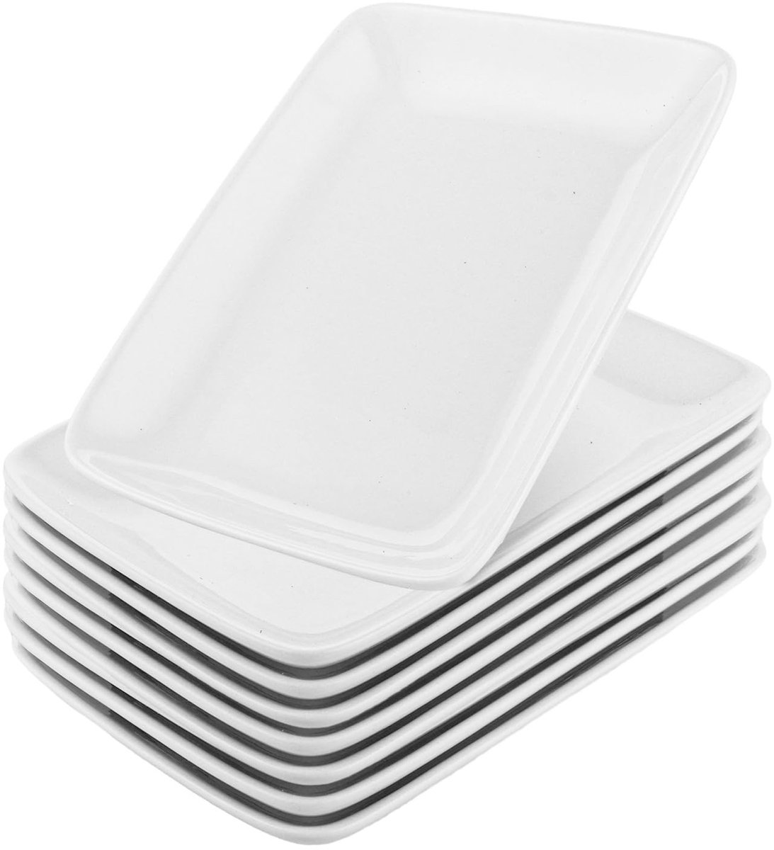 Dailygoods- Serveerschaal Porselein - Rechthoekig - Set van 8 - 23 x 14 x 2,8 cm - Magnetron/Vaatwasser bestendig - Antimors rand - Serveerbord