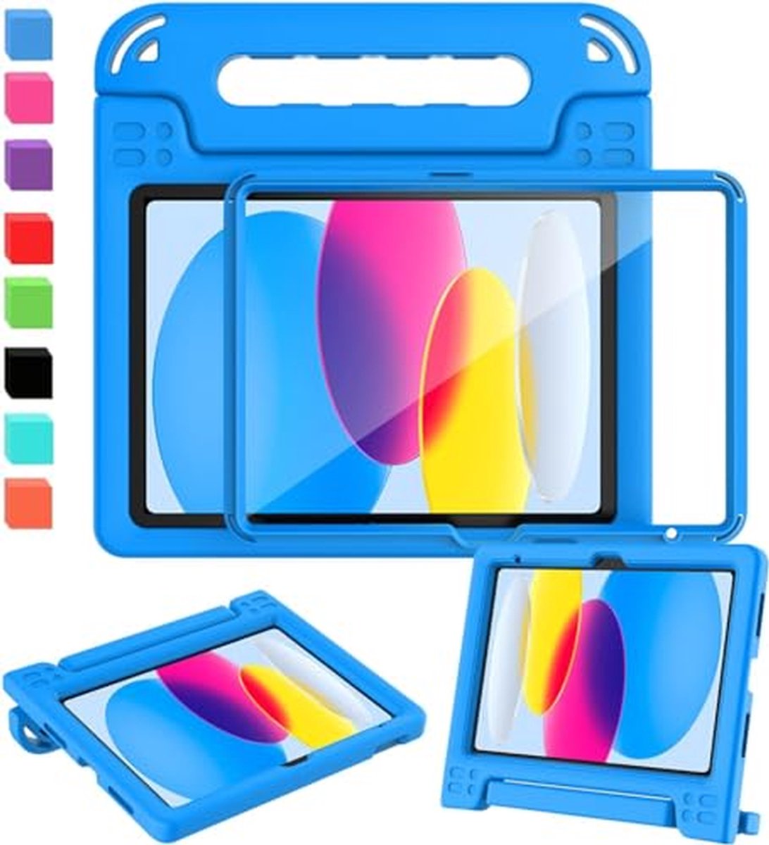 iPad 10e generatie hoes - Kinderhoes tablet - Veilig gebruik - Ingebouwde schermbeschermer - 10.9 inch - Blauw