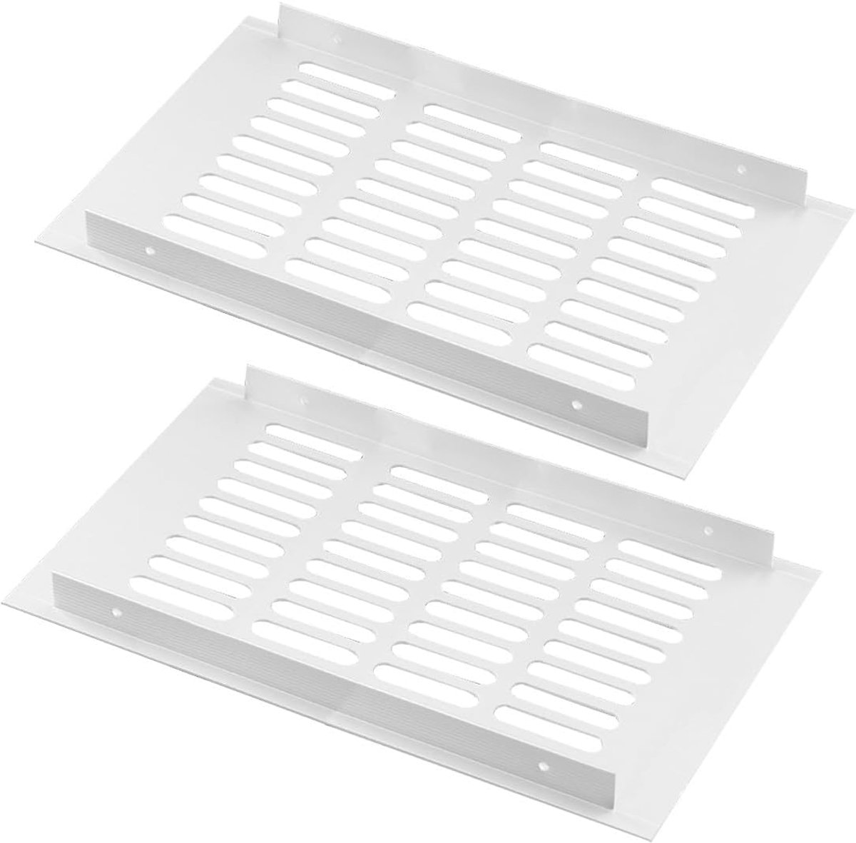 2x Wit Ventilatie Rooster Aluminium Rechthoekig Afvoer voor Kasten - 150x250mm