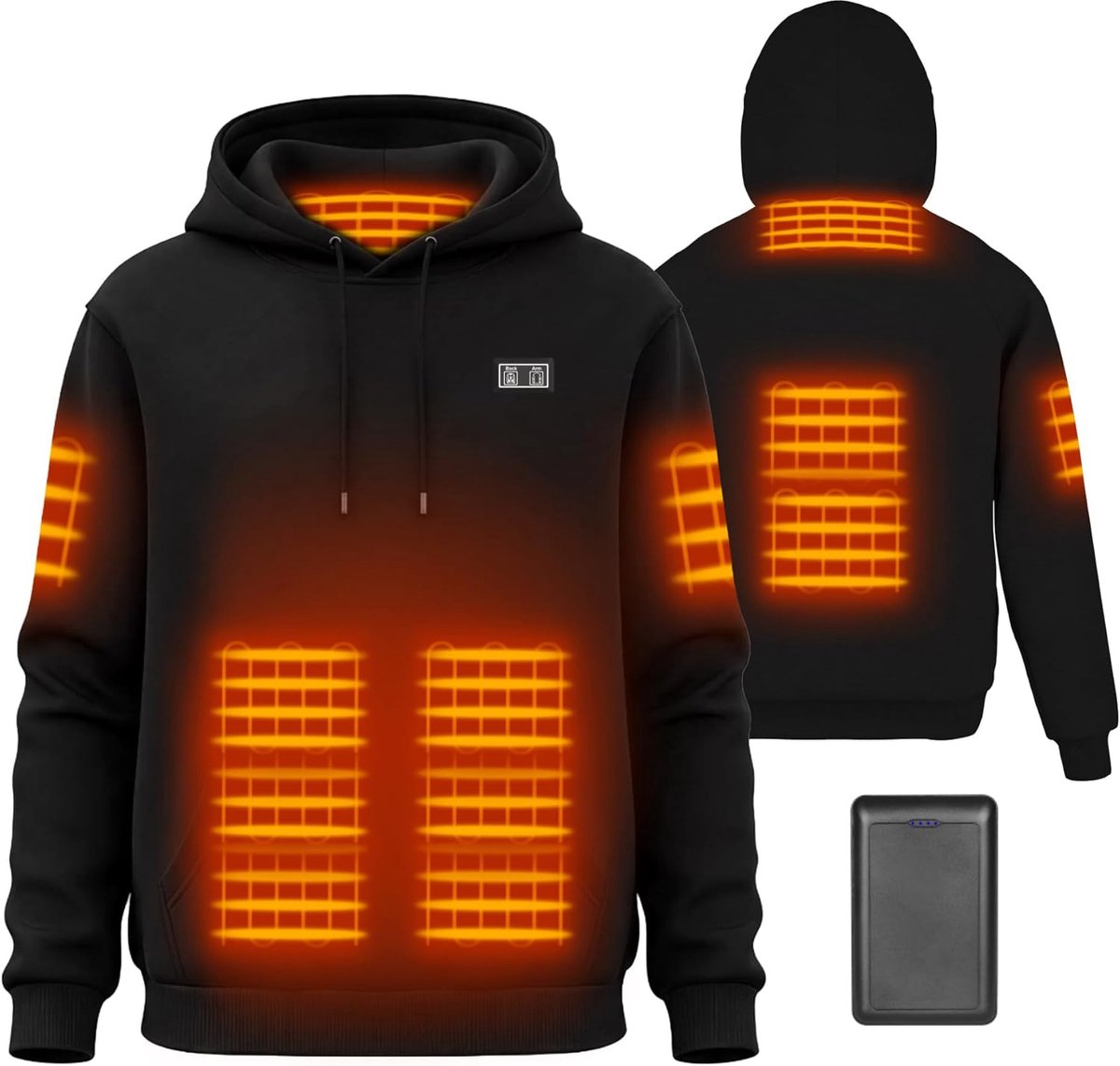 Verwarmde Hoodie - Elektrische Jas - Buitenactiviteiten - 6 Warmtezones - 16000 mAh Accu - Uniseks