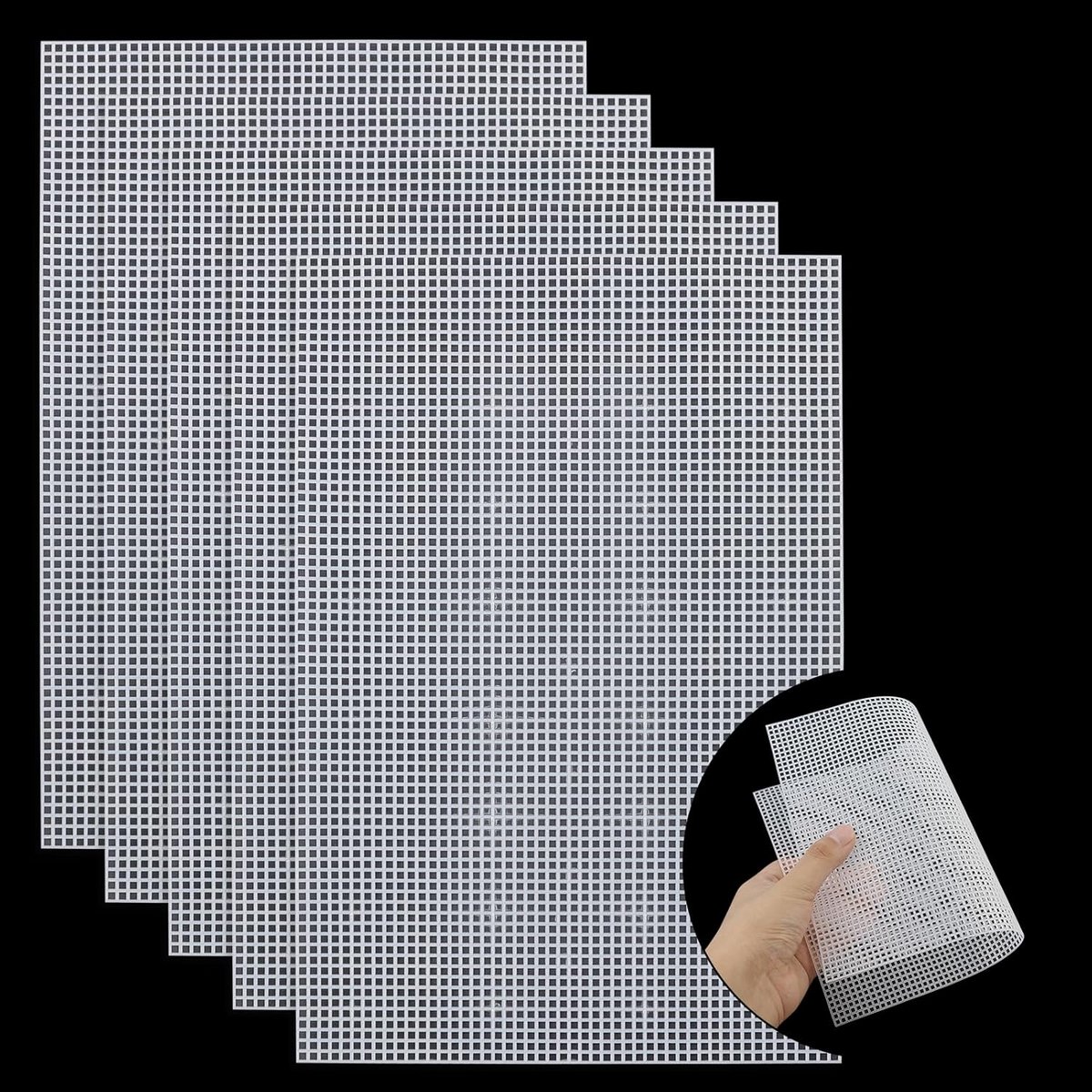 Kunststof Canvas Platen - Mesh Vellen - Doe-het-zelf Knutselen - Duurzaam en Scheurvast - 5 Stuks 30x20cm - Wit