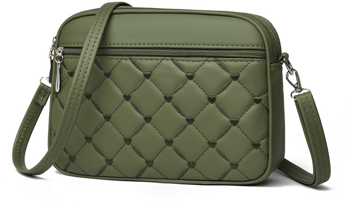 COOAU - Dames Gesteppte Crossbody Tas - Kleine Hartgestikte PU-Leder Schoudertas - Meerderrits Casual Dagelijkse Tas