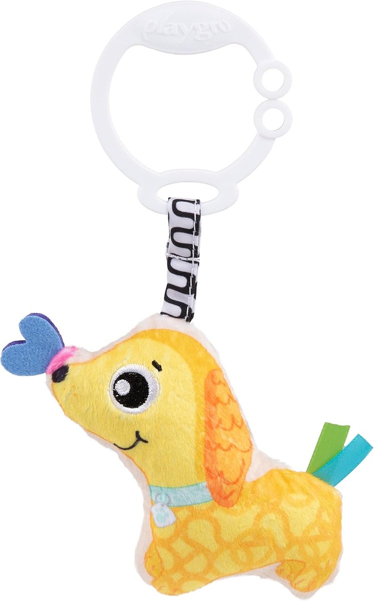 Kinderwagenhanger Puppy - Speelgoed Hanger - Baby Vermaak - Met Klem - 11 x 3 x 23 cm - Multicoloured