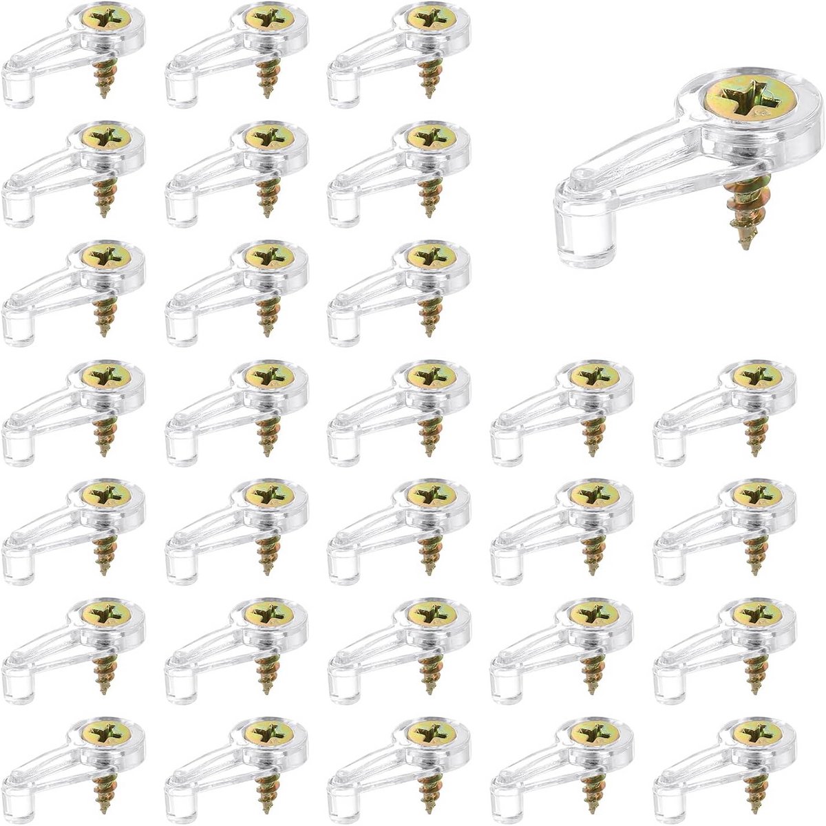 30x Glashouders voor Kastdeuren en Vitrinekasten - Transparante Bevestigingsclips 3.5mm