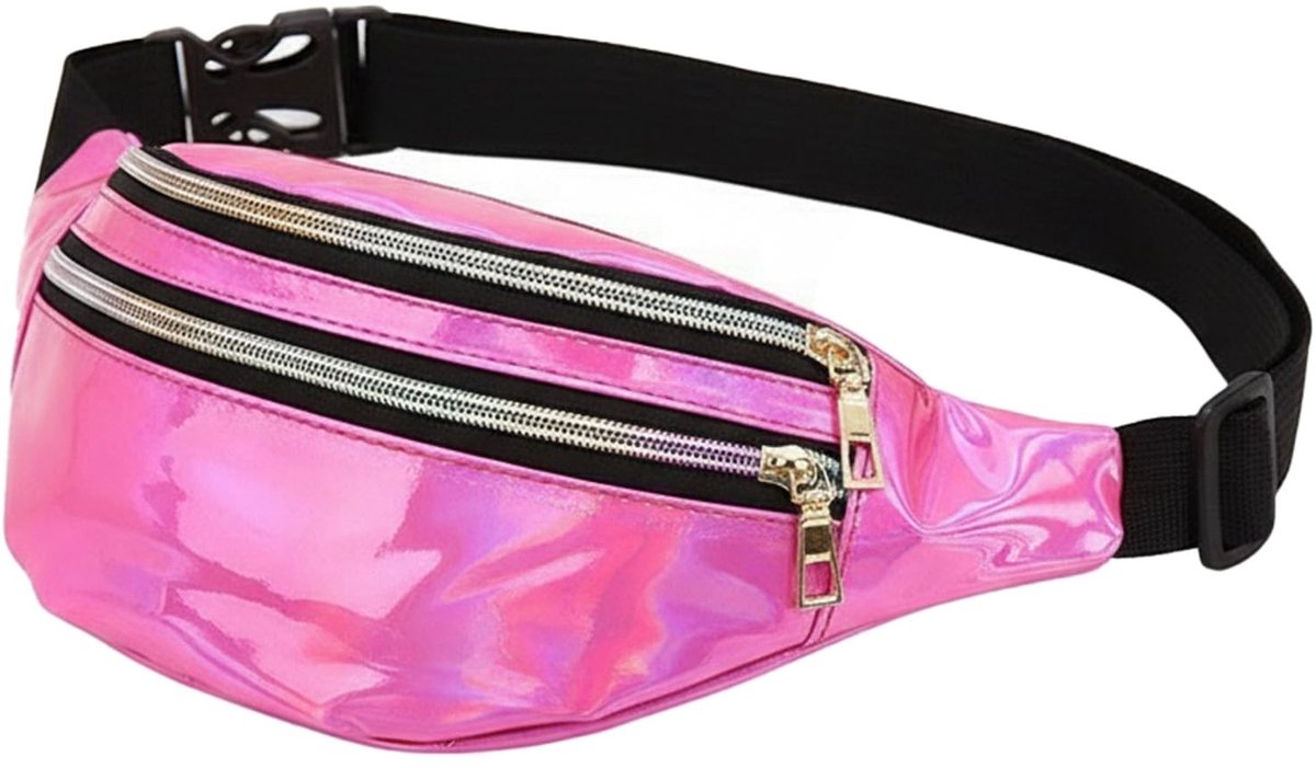 Dailygoods- Heuptas dames waterafstotend - Holografische heuptas - Verstelbare riem - Drie vakken met ritssluiting - PU-leer en polyester - Perfect voor festivals - Heuptasjes