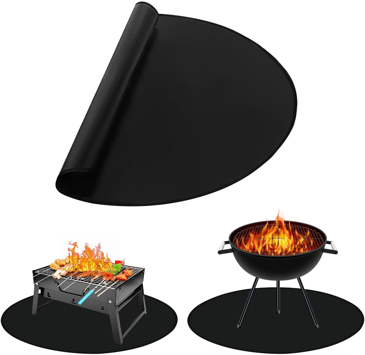Dailygoods- Grillmat Hoge Temperatuurbestendigheid - Opvouwbare Grillmat - Brandwerende Mat - Terrasgrillmat - Vuurkorf Mat - Eenvoudig te Reinigen - Barbecue Mat