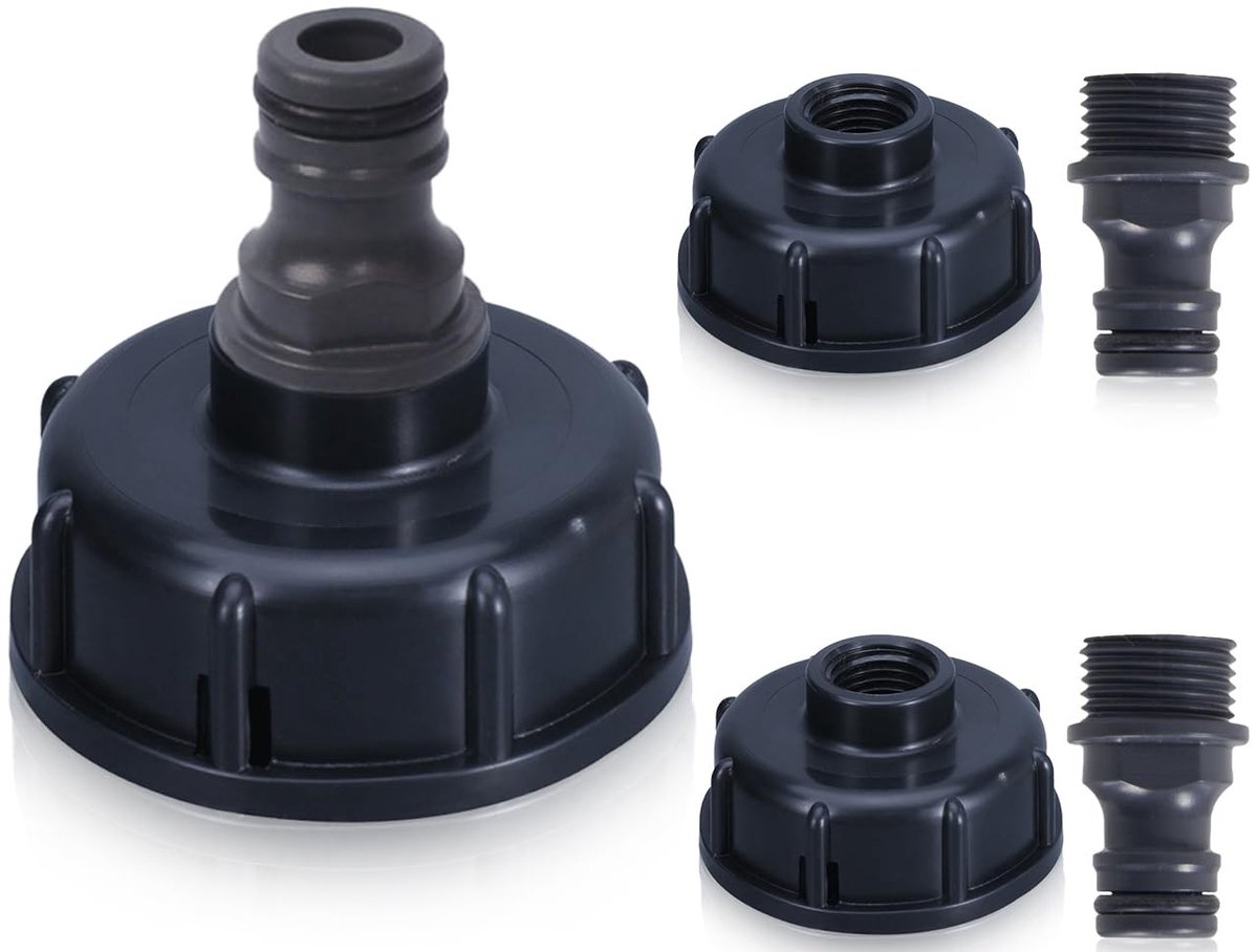 Dailygoods - Tank Cap Adapters - Wateraansluiting - 2 Pack - Zwart - Tuinaccessoires - Waterconnector - Geschikt voor IBC-tanks