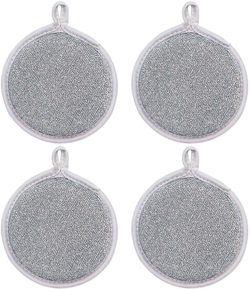 Dailygoods- Theedoeken 4 stuks - Dubbelzijdig ontwerp - Zacht sponsmateriaal - Multifunctioneel - Hygiënisch - Diameter 12 cm - Schoonmaakdoeken