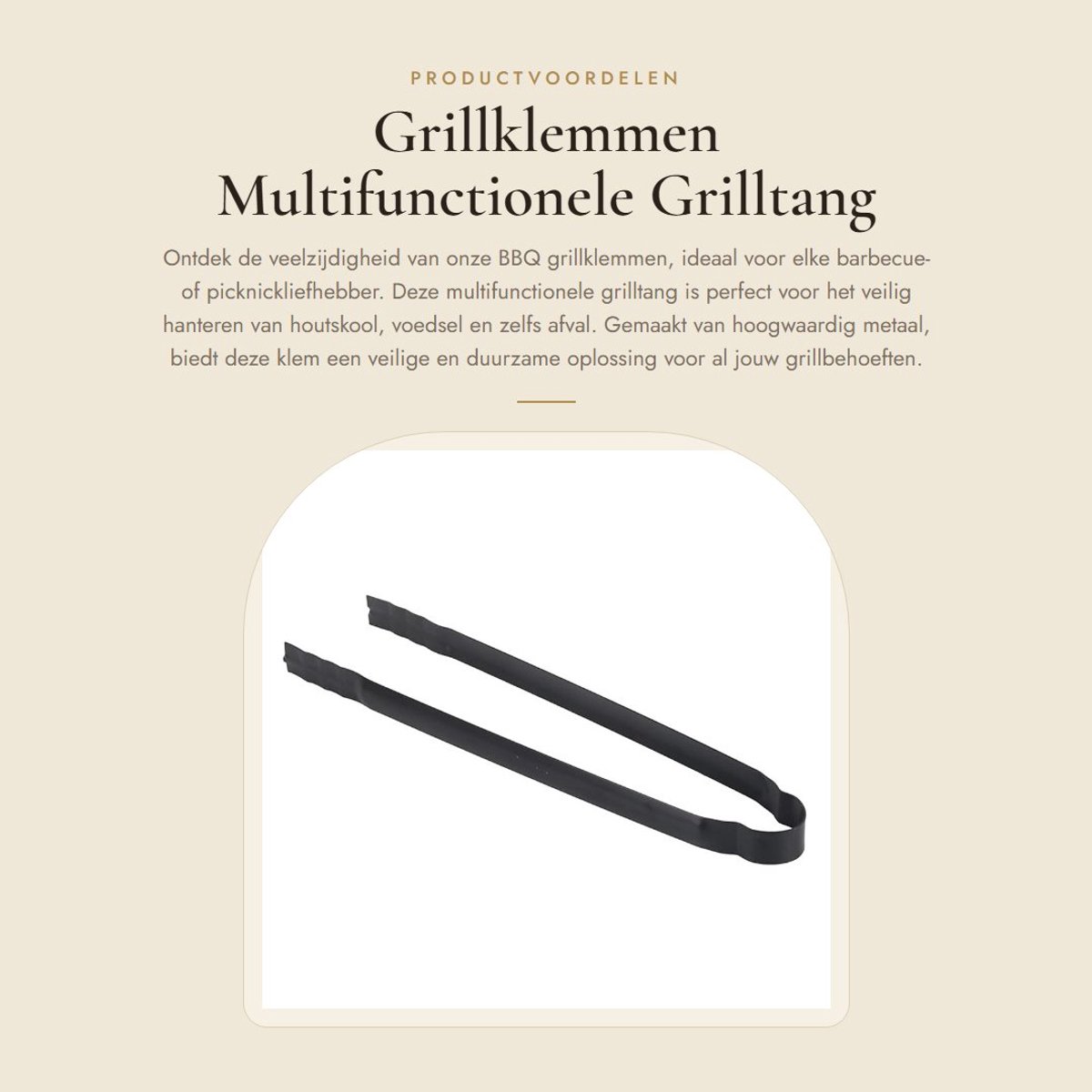 Dailygoods- Grillklemmen Multifunctioneel - Houtskoolclip - Metalen Grilltang - Antislip - Hittebestendig - 30 x 1,8 cm - Duurzaam Metaal