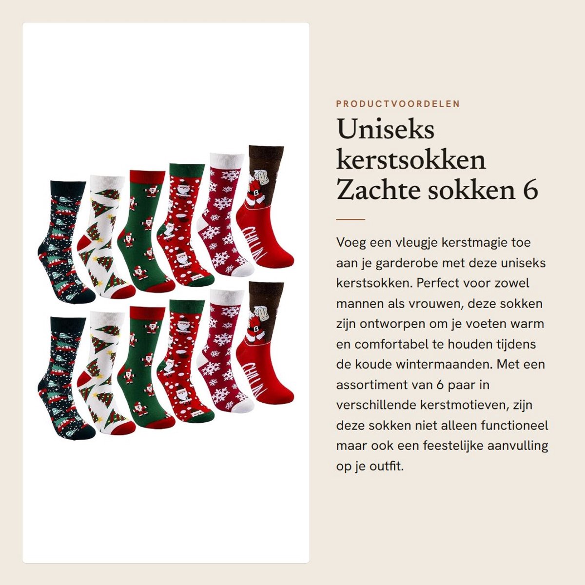 Dailygoods- Kerstsokken 6 Paar - Zachte Katoenen Sokken - Warme Wintersokken - Uniseks Maat 38-46 - Feestelijke Motieven - Comfortabele Pasvorm