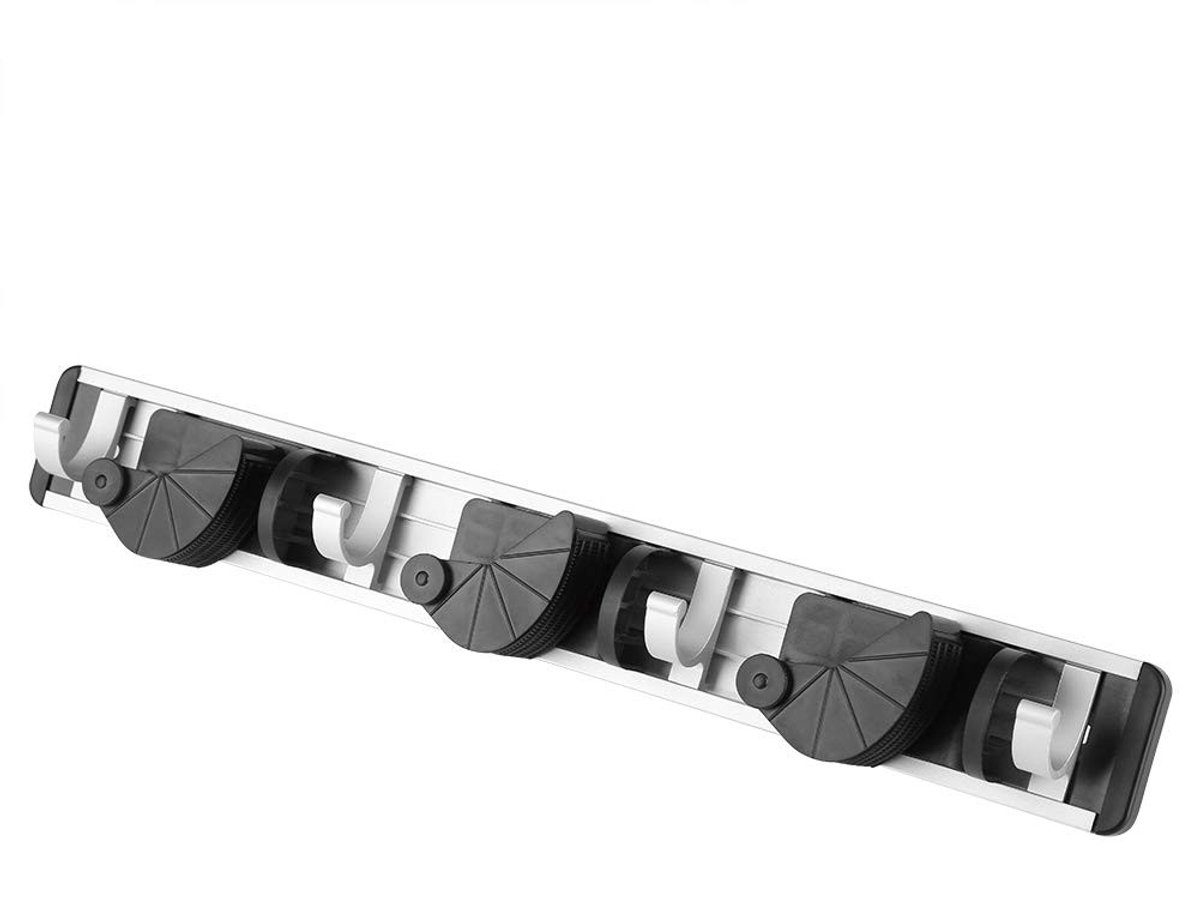 Dailygoods- Bezemhouder Wandmontage - Dweilen/Bezem Gereedschap Rack - 4 Stuks - Hoogwaardige Aluminium Haken - Compacte Opbergruimte - Max. Diameter 33 mm - Gereedschapshouder