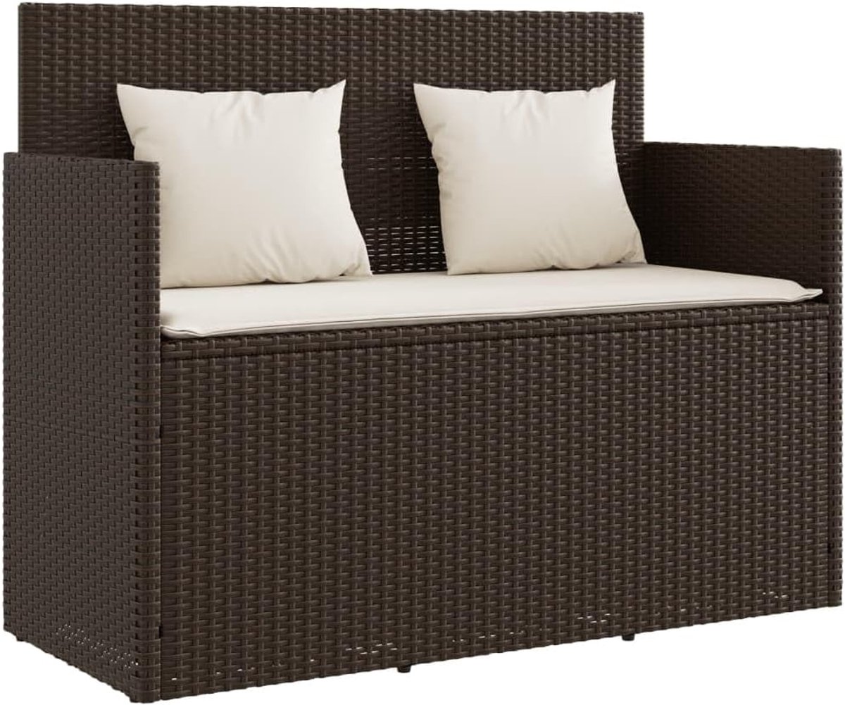 Tuinbank met opbergruimte - Buitenmeubel - Comfortabel buiten zitten - Gasveer voor eenvoudig openen - 120 cm breed - Bruin