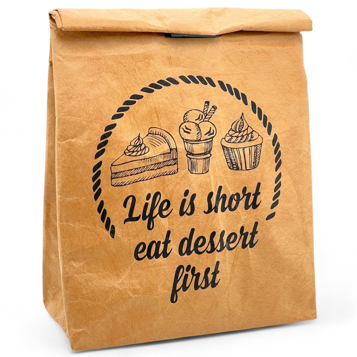 Dailygoods- Lunchtas Geïsoleerd - Papieren Look - Waterafstotend - Thermisch Herbruikbaar - Klittenbandsluiting - Vintage Design - Koeltas
