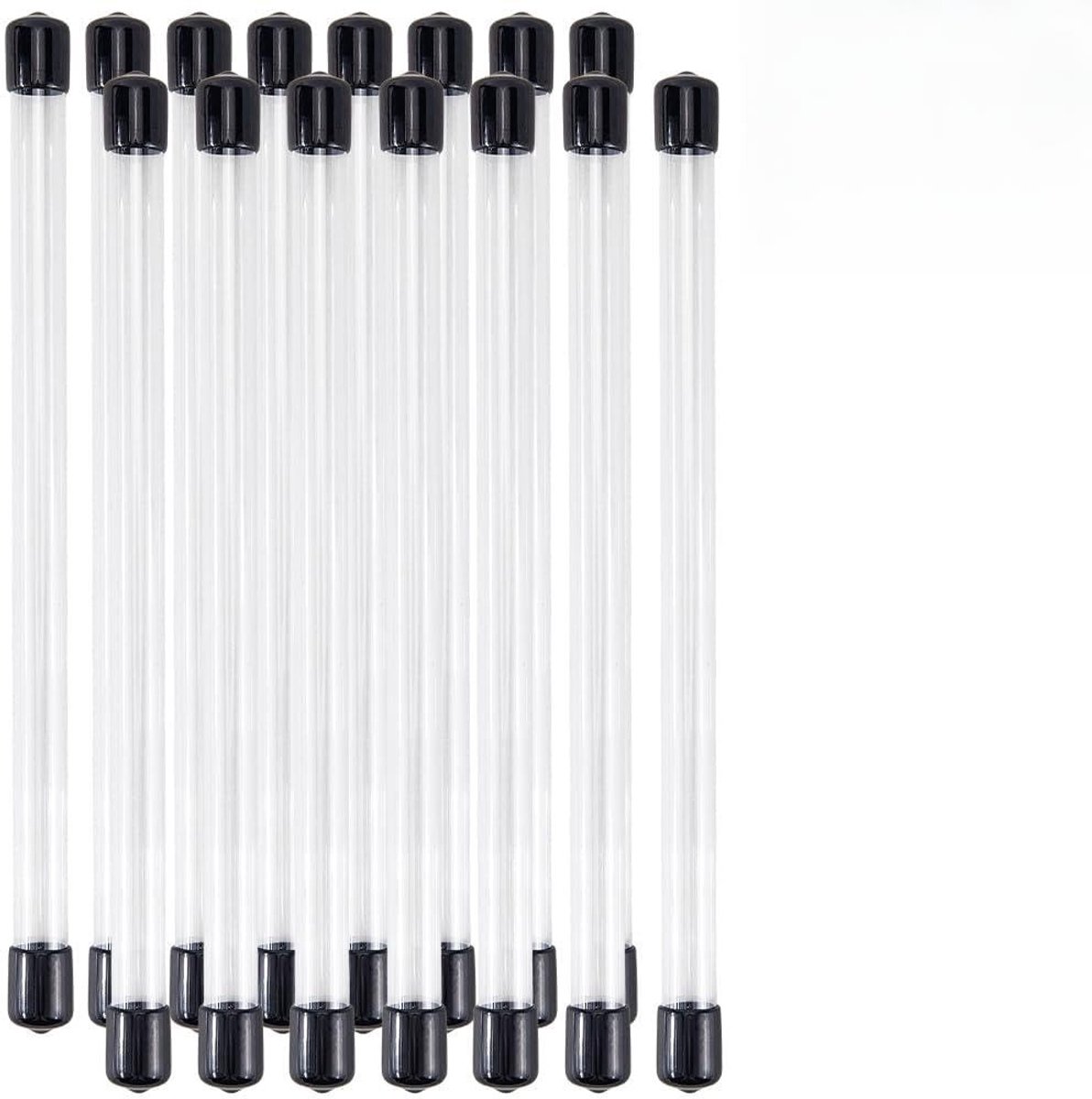 Dailygoods - 15 Stuks Transparante Opslagbuizen voor Wierook met Zwart Deksel