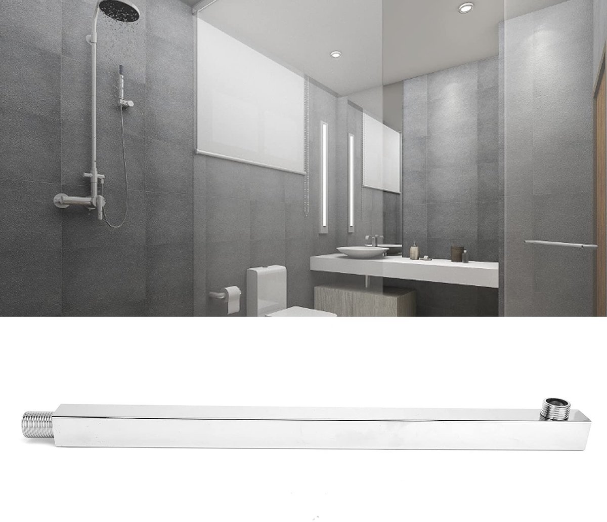 Dailygoods- Douchekopverlengingsarm 40 cm - Roestvrijstalen Douchearmverlenger - Wandgemonteerde Regendouchestang - Verstelbare Douchekop - Perfecte Waterdruk - Ideaal voor Badkamer - Douchearm