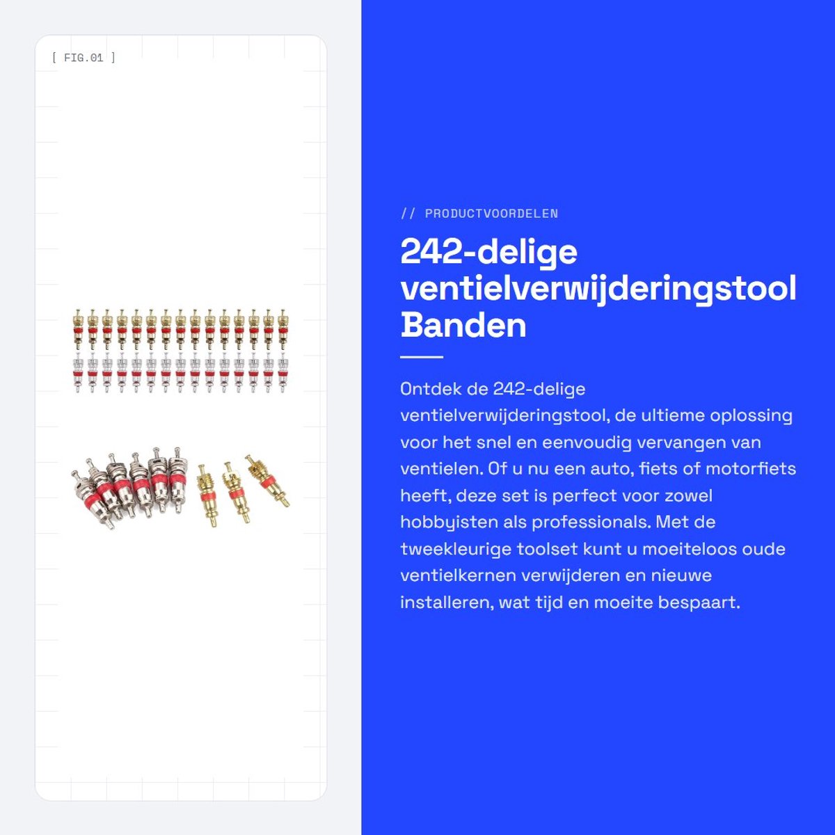 Dailygoods- Ventielverwijderingstool 242-delig - Ventielkernverwijderingstool - Bandenreparatieset - Reparatiegereedschap - Geschikt voor auto/fiets/motor - Kunststof/staal