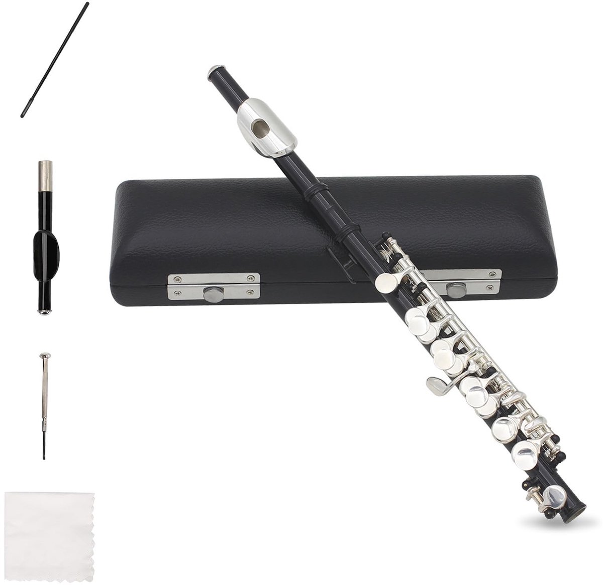 Dailygoods- Sleutelhanger met PU-lederen doos - Sleutel - Reinigingsdoekje - Staaf - Zwart - Duurzaam materiaal