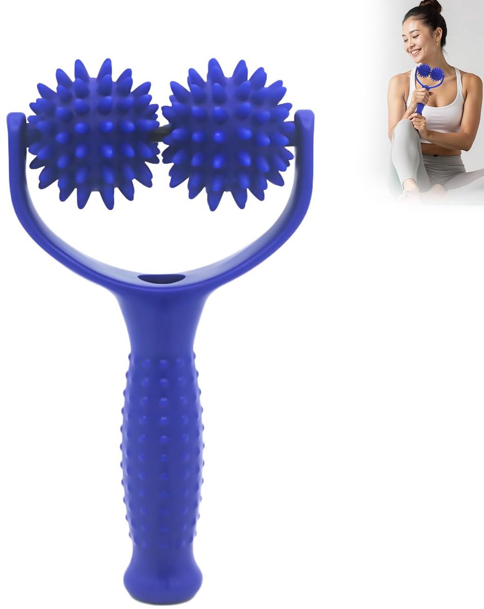 Dailygoods- Massageroller met handvat - 3-in-1-set met verwisselbare egelballen - triggerpointmassage rug/nek/benen - huidvriendelijk materiaal - licht en draagbaar - Massageapparaat