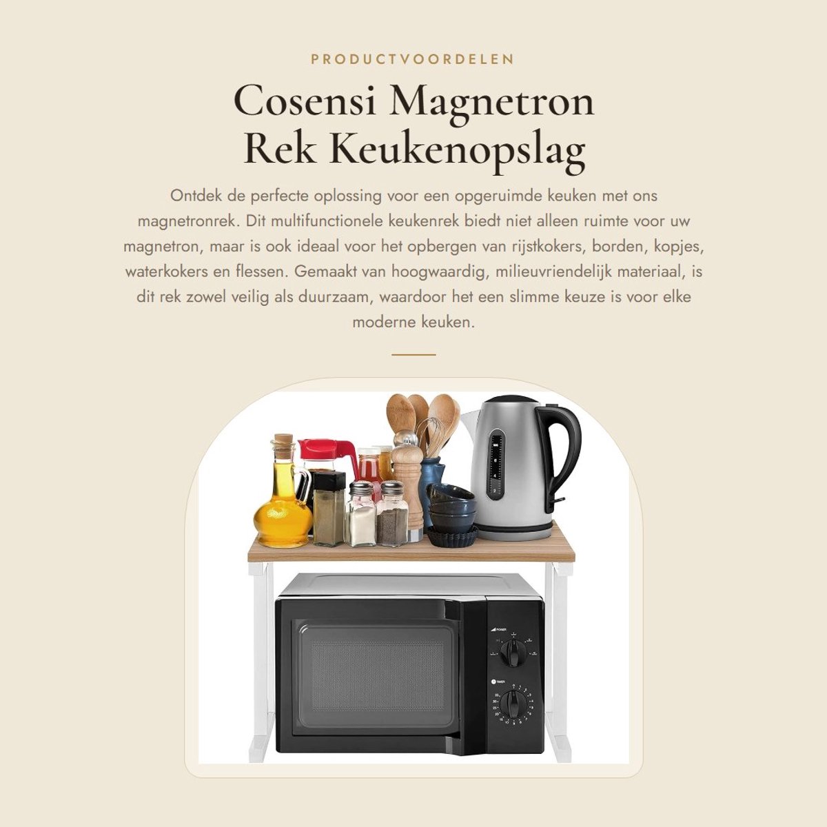 Dailygoods- Magnetronrek 2 lagen - Keukenrek - Magnetron Oven Rack - Ruimtebesparend - Milieuvriendelijk - 38 x 38 x 57 cm