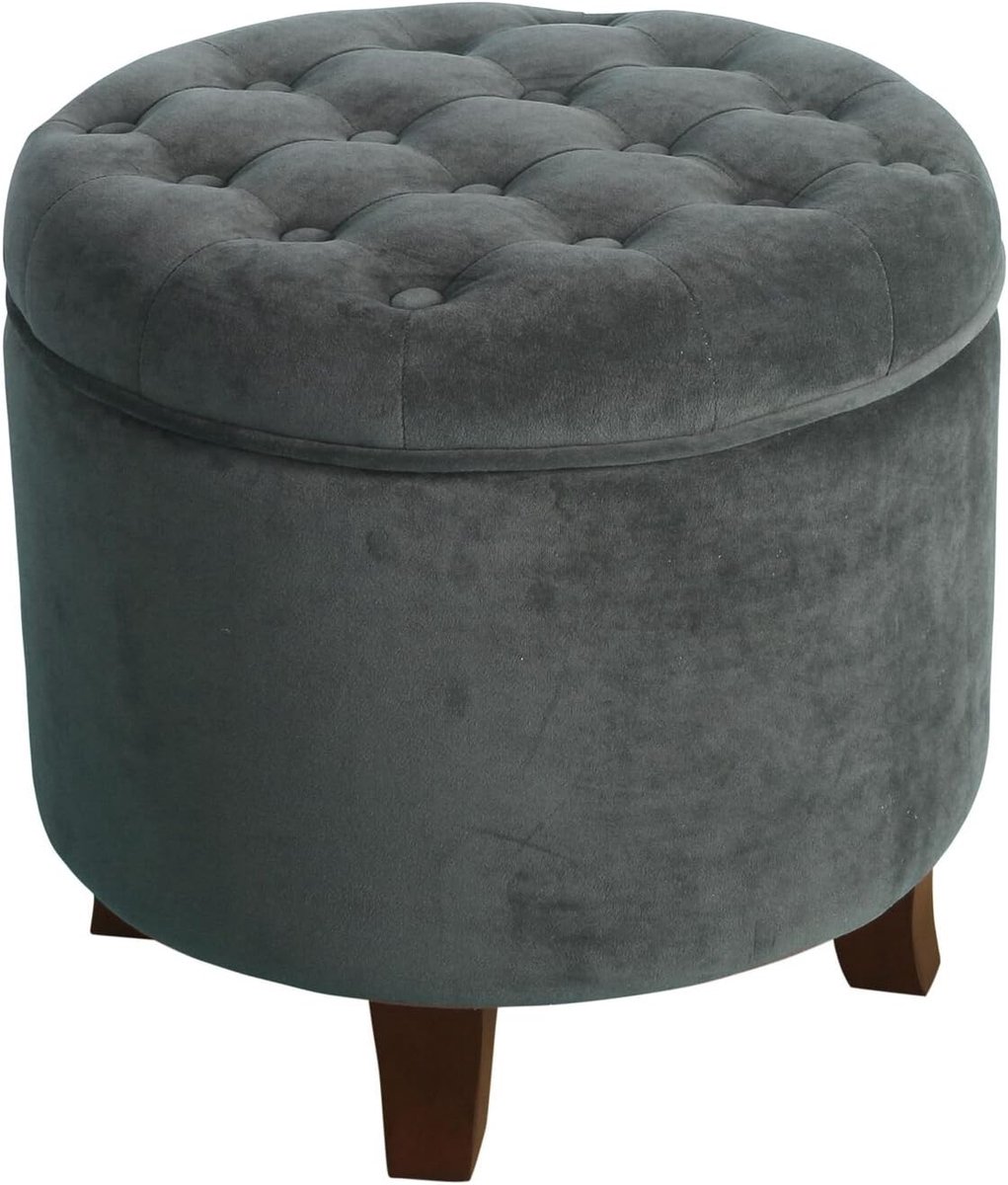 Ronde Poef - Ottomaanse Kruk - Opbergen en Zitten - Fluwelen Getuft Design - 48 x 48 x 46 cm