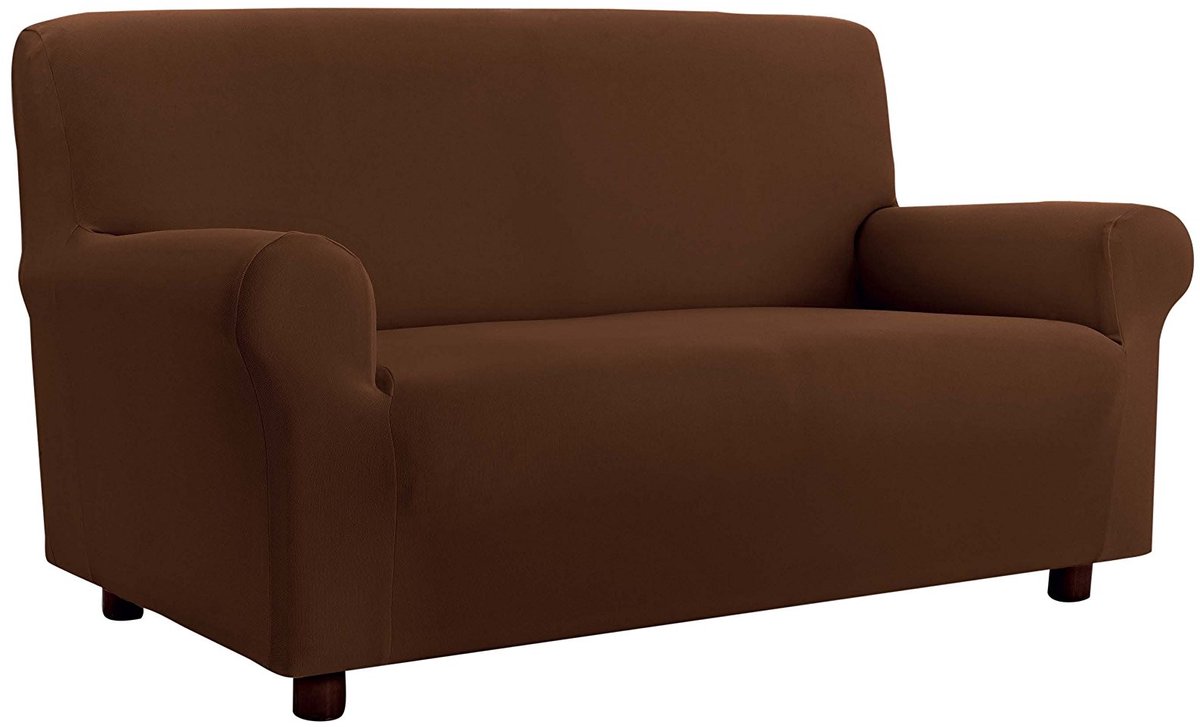 Dailygoods- Bankovertrekken Bi-elastisch - Bruin - Polyester - Uittrekbaar - Voor 3 Plaats