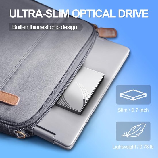 Externe DVD-station - CD Brander - Bestanden Archiveren - USB 3.0 Ultra Slim - 15 x 14 x 1.6 cm — afbeelding 2