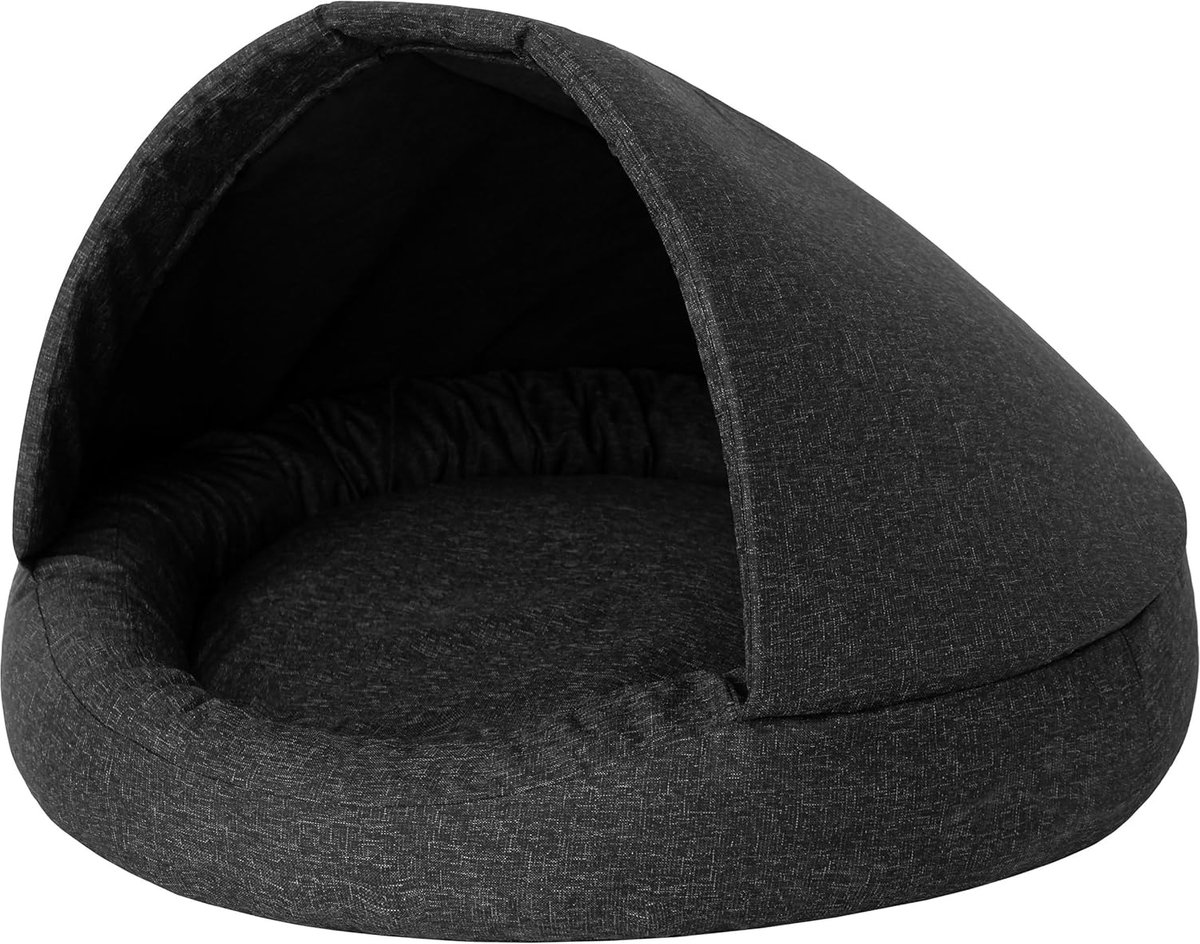 Huisdierbed Huis - Kattengrot Mand - Rusten Ontspannen - 2-in-1 Ontwerp - 80x80x52 cm - Zwart