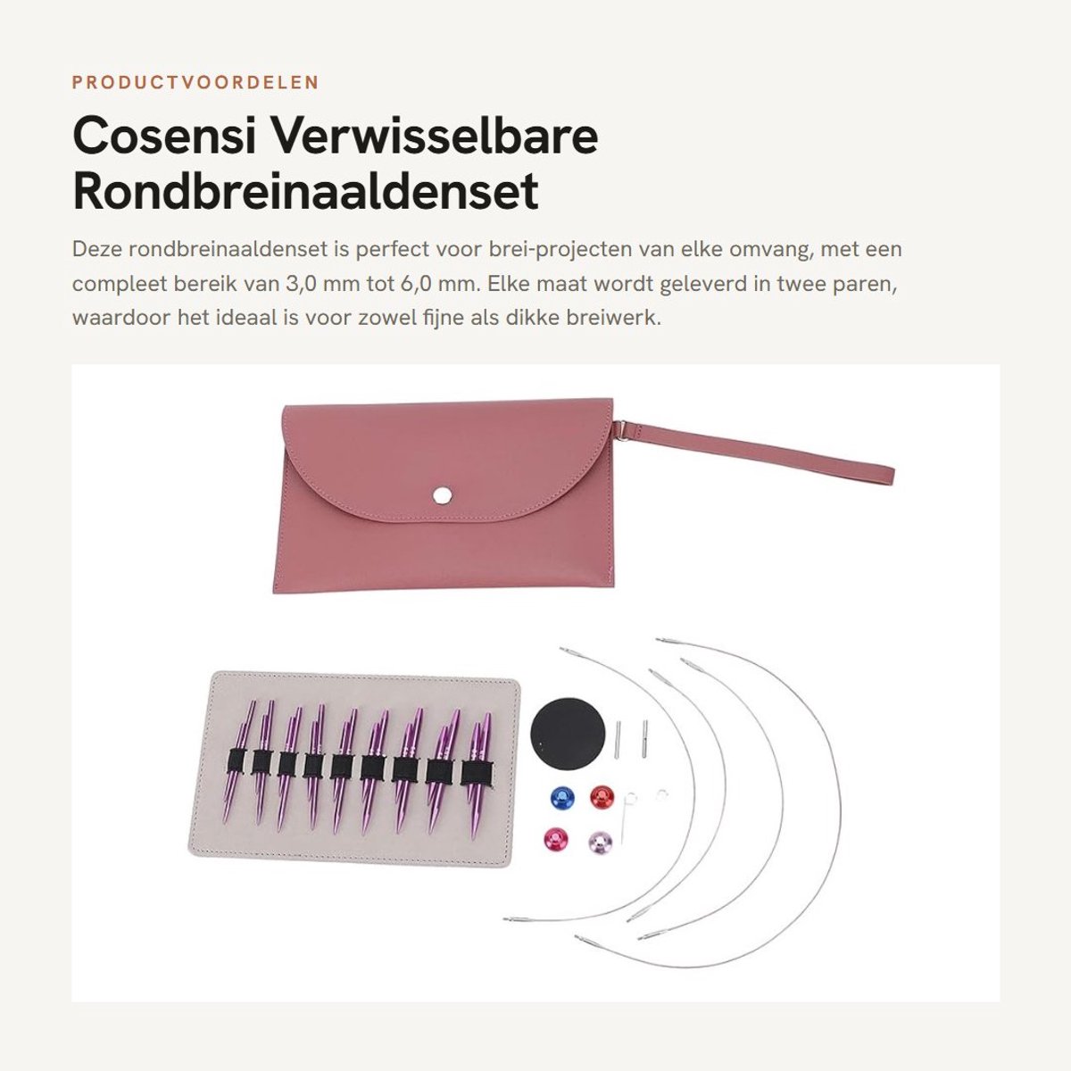 Dailygoods- Rondbreinaaldenset Verwisselbaar 3,0-6,0 Mm - Ergonomische Handgrepen - Negen Paar Naalden - Verschillende Kabellengtes - Geschikt voor Alle Breiprojecten - Breinaalden