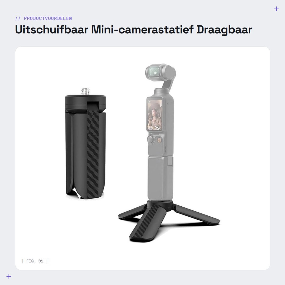 Dailygoods- Camerastatief Uitschuifbaar - Mini Statief voor Desktopcamera - Laadvermogen 2 kg - Antislip - Stabiele Structuur - Verstelbare Hoogte 8-11,5 cm