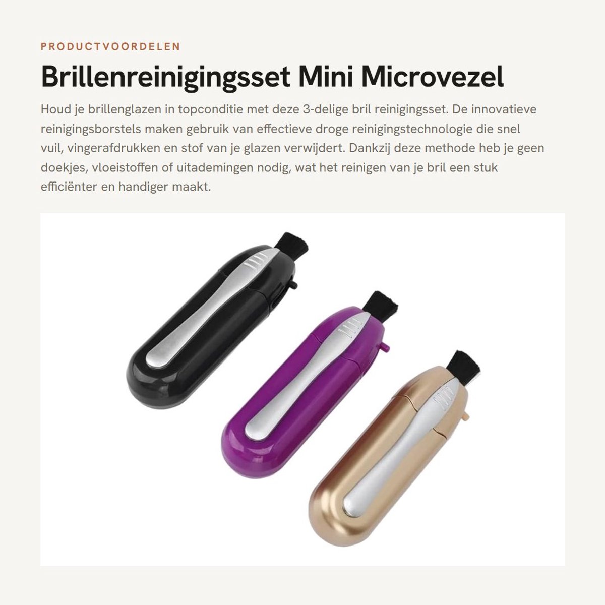 Dailygoods- Brillenreinigingsset - 3x Brillenreiniger - Droge Reinigingstechnologie - Herbruikbare Borstels - Compact - Materiaal: ABS