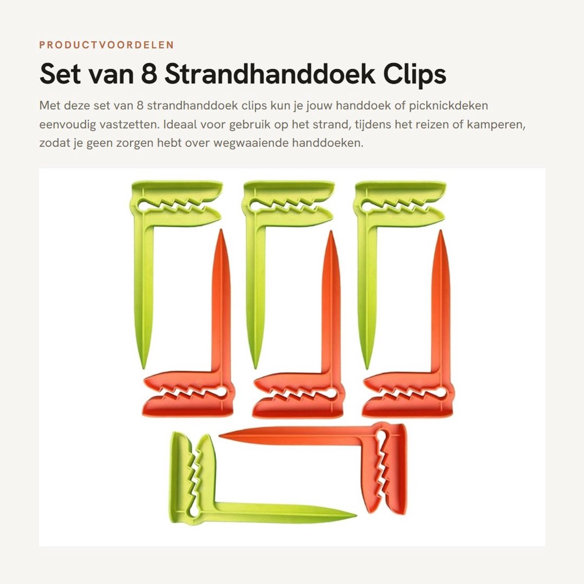 Dailygoods- Handdoekhouder Duurzaam - Handdoekklemmen - Stranddoekclips - Ideaal voor Kamperen - Herbruikbaar - Voor Strand en Picknick - Strandclips